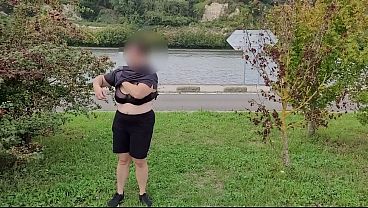 Big boobs exposed in the street.